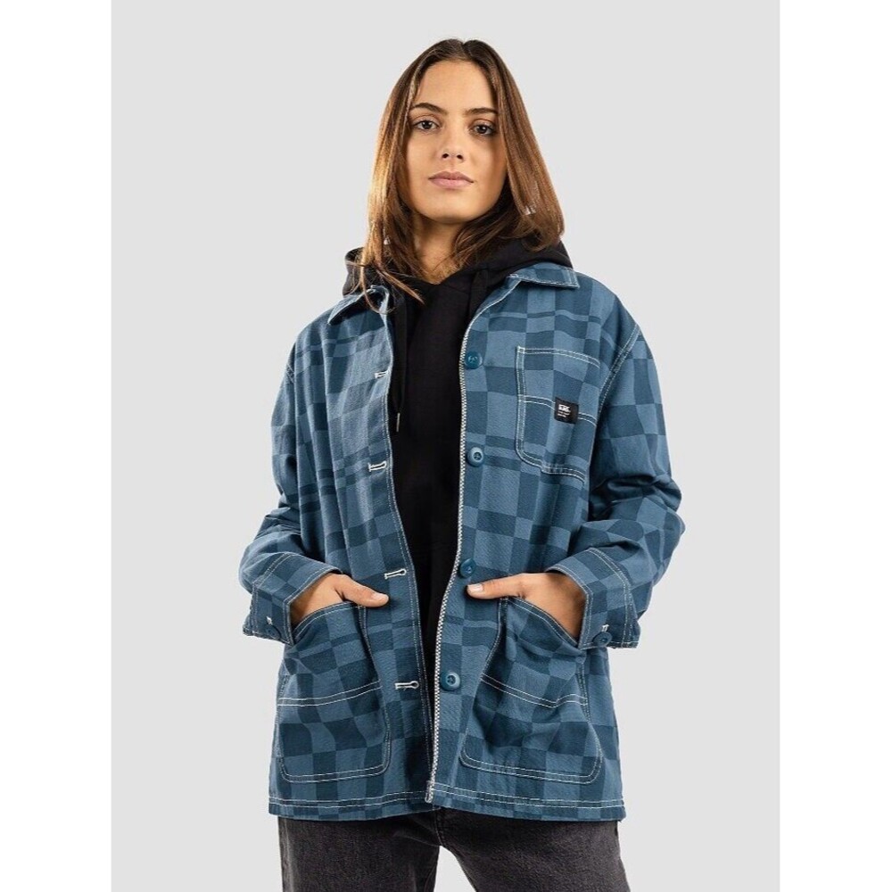 Blue Checkered Jean Jacket - Women's Casual Overshirt